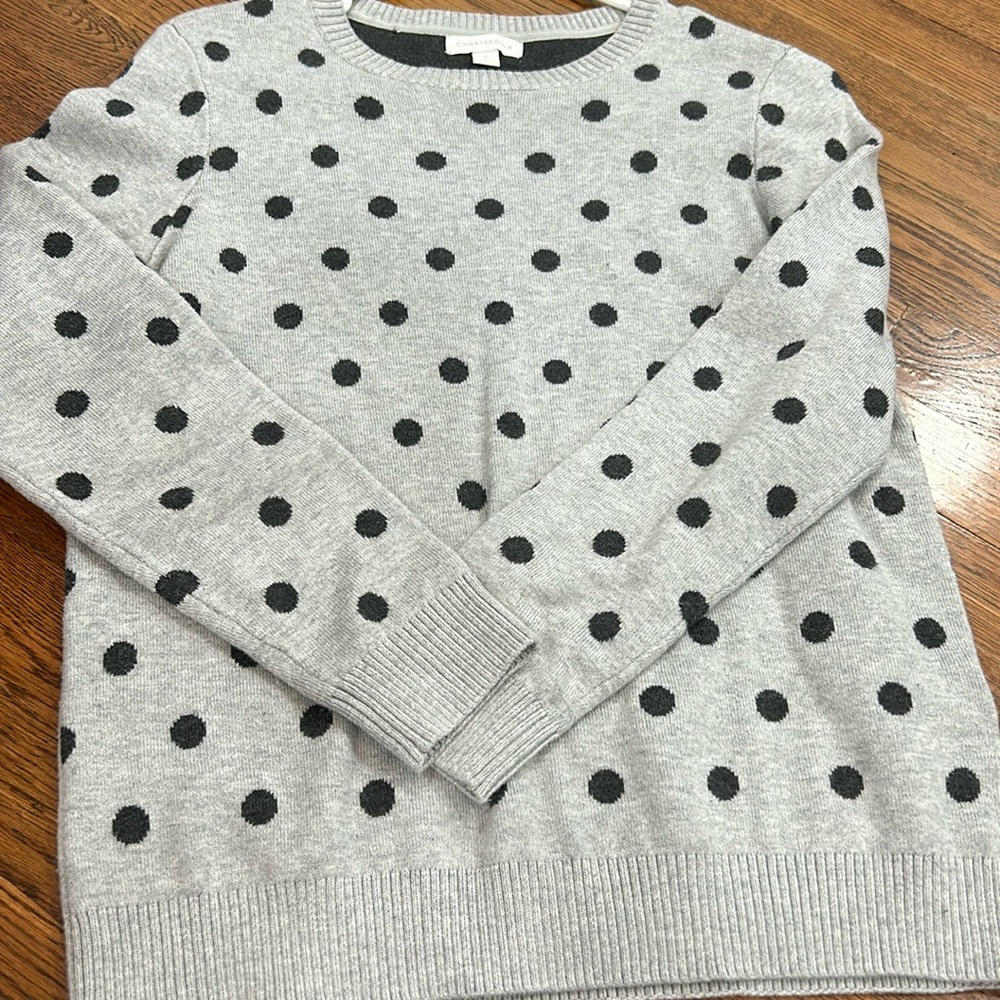 Gray and black polkadot sweater